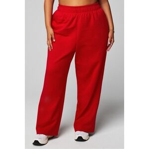 NWOT Women's Fabletics Year Round Terry Wide Leg Sweat Pants Heated Red Plus 3X